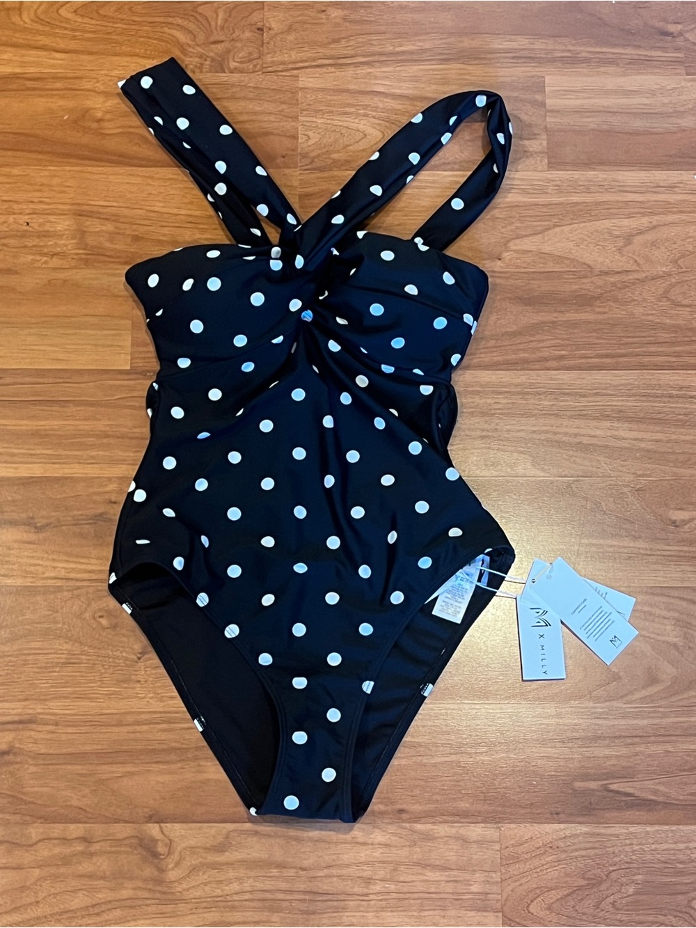 Milly Black and White Polka Dot Betsy One Piece Bathingsuit - size S - NWT